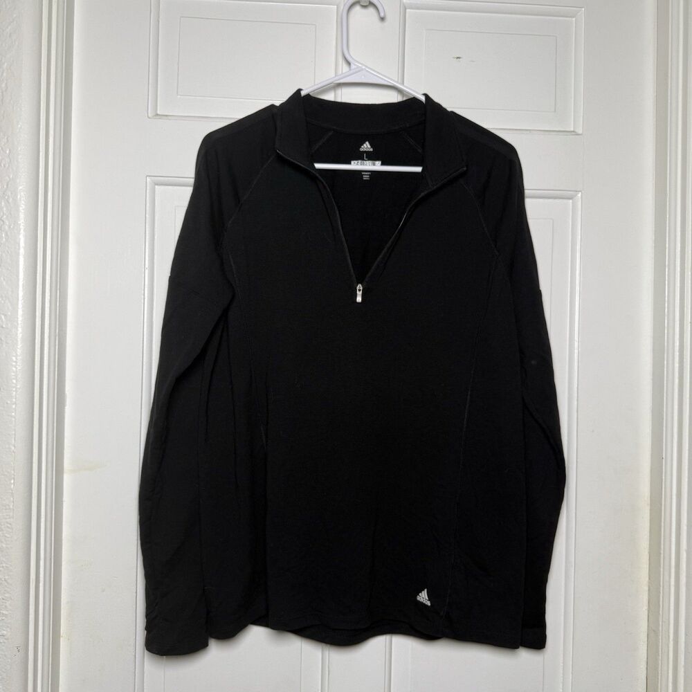Adidas Golf Men’s Black Quarter Zip Pullover Sweater Size L Long Sleeve
